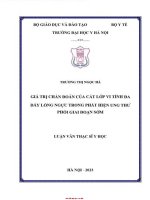 Giá trị chẩn Đoán của cắt lớp vi tính Đa dãy lồng ngực trong phát hiện ung thư phổi giai Đoạn sớm