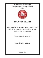 Marketing mix cho hoạt động cho vay KHCN của Techcombank chi nhánh Hà Thành: Thực trạng và giải pháp