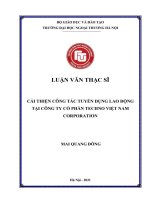 Cải thiện công tác tuyển dụng lao động tại Công ty Cổ phần Techno Việt Nam Corporation