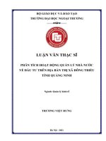 Phân tích hoạt động quản lý nhà nước về đầu tư trên địa bàn thị xã Đông Triều tỉnh Quảng Ninh