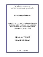 Luận văn nghiên cứu các nhân tố Ảnh hưởng Đến thời gian kiểm toán báo cáo tài chính do các công ty kiểm toán Độc lập thực hiện tại việt nam