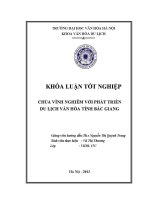 Tóm tắt khoá luận tốt nghiệp khoa văn hóa du lịch chùa vĩnh nghiêm với phát triển du lịch văn hóa tỉnh bắc giang
