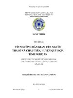 Tóm tắt khóa luận tốt nghiệp khoa văn hóa dân tộc thiểu số tín ngưỡng dân gian của người thái Ở xã châu tiến huyện quỳ hợp tỉnh nghệ an