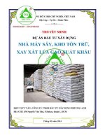 Thuyết minh dự Án Đầu tư xây dựng nhà máy sấy kho tồn trữ xay xát lúa gạo xuất khẩu
