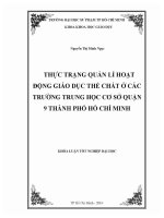 Khóa luận tốt nghiệp Đại học thực trạng quản lí hoạt Động giáo dục thể chất Ở các trường trung học cơ sở quận 9 thành phố hồ chí minh