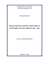 Luận văn kinh tế huyện nam Đàn, tỉnh nghệ an dưới triều nguyễn thời kỳ 1802 1884