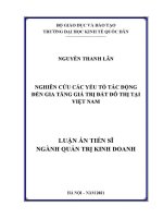 Luận văn nghiên cứu các yếu tố tác Động Đến gia tăng giá trị Đất Đô thị tại việt nam