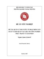 QUẢN LÝ NHÀ NƯỚC VỀ HOẠT ĐỘNG SẢN XUẤT VÀ BẢO QUẢN VẬT LIỆU NỔ CÔNG NGHIỆP: THỰC TRẠNG VÀ GIẢI PHÁP
