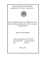 Tóm tắt khóa luận tốt nghiệp ngành bảo tàng học nâng cao hiệu quả công tác thông tin tuyên truyền cổ Động trên Địa bàn huyện nam sách tỉnh hải dương