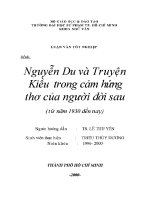 Luận văn tốt nghiệp nguyễn du và truyện kiều trong cảm hứng thơ của người Đời sau từ năm 1930 Đến nay