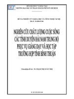 Đề tài nghiên cứu khoa học và công nghệ cấp bộ nghiên cứu chất lượng cuộc sống các tỉnh duyên hải nam trung bộ phục vụ giảng dạy và học tập trường hợp tỉnh bình thuận