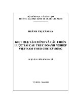 Luận văn kiệt quệ tài chính và các chiến lược tái cấu trúc doanh nghiệp việt nam theo chu kỳ sống