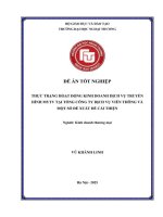 Thực trạng hoạt động kinh doanh dịch vụ truyền hình MyTV tại Tổng công ty Dịch vụ Viễn thông và một số đề xuất để cải thiện