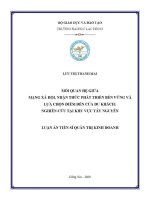 Luận văn mối quan hệ giữa mạng xã hội nhận thức phát triển bền vững và lựa chọn Điểm Đến của du khách nghiên cứu tại khu vực tây nguyên
