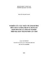 Luận văn nghiên cứu các nhân tố Ảnh hưởng Đến chất lượng dịch vụ Đăng ký kinh doanh của doanh nghiệp trên Địa bàn thành phố cần thơ