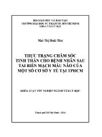 Khóa luận tốt nghiệp ngành tâm lý học thực trạng chăm sóc tinh thần cho bệnh nhân sau tai biến mạch máu não của một số cơ sớ y tế tại tp hcm