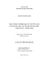 Luận Án tiến sĩ lịch sử hoạt Động thương mại và truyền giáo của bồ Đào nha tại Ấn Độ trung quốc thế kỷ xvi thế kỷ xix