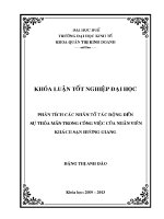 Phân tích các nhân tố tác Động Đến sự thỏa mãn trong công việc của nhân viên khách sạn hương giang