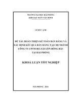 Khóa luận tốt nghiệp Kế toán: Hoàn thiện kế toán bán hàng và xác định kết quả bán hàng chi nhánh công ty CPTM bia sài gòn Đông Bắc tại Hải Phòng