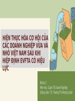 Hiện thực hóa cơ hội của các doanh nghiệp vừa và nhỏ việt nam sau khi hiệp Định evfta có hiệu lực