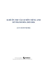 Tổng hợp 50 câu hỏi và 36 Đề Ôn thi vào 10 môn tiếng anh sở thanh hóa 2025 2026