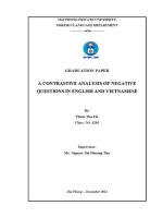 Luận văn a contrastive analysis of negative questions in english and vietnamese