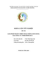 Đề tài giải pháp hoàn thiện hoạt Động bán hàng tại công ty tnhh Đình duy