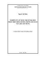 Luận văn nghiên cứu sử dụng tro xỉ nhà máy nhiệt Điện mông dương trong sản xuất vật liệu xây dựng