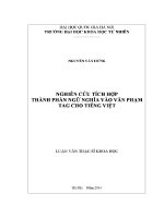 Luận văn nghiên cứu tích hợp thành phần ngữ nghĩa vào văn phạm tag cho tiếng việt