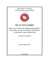 Pháp luật về thuế thu nhập doanh nghiệp và thực tiễn tại Công ty cổ phần thương mại, lương thực, thực phẩm Hà Nội