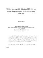 Luận văn nghiên cứu quy trình phân tích cod liên tục và Ứng dụng Đánh giá Ô nhiễm hữu cơ trong nước mặt