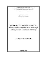 Luận văn nghiên cứu xác Định một số kim loại trong nguồn nước sinh hoạt Ở khu vực xã thạch sơn lâm thao phú thọ