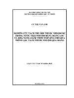 Luận văn nghiên cứu tách thu hồi thuốc nhuộm dư trong nước thải nhuộm bằng màng lọc và khả năng giảm thiểu fouling cho quá trình lọc tách thuốc nhuộm qua màng