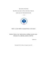 Phân tích các nội dung chính sách sản phẩm của highlands coffee