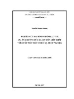 Luận văn nghiên cứu sai hình nhiễm sắc thể do Ảnh hưởng của bức xạ ion hóa liều thấp trên các mẫu máu chiếu xạ thực nghiệm