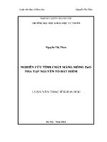 Luận văn nghiên cứu tính chất màng mỏng của zno pha tạp nguyên tố Đất hiếm