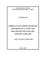 Luận văn nghiên cứu quá trình chuyển hóa nitơ trong xử lý nước thải bằng phương pháp sinh học yếm khí và hiếu khí