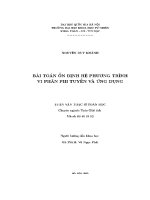 Luận văn bài toán Ổn Định hệ phương trình vi phân phi tuyến và Ứng dụng