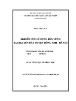 Luận văn nghiên cứu sử dụng bền vững tài nguyên Đất huyện Đông anh hà nội