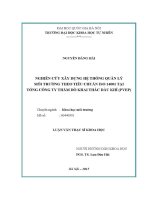 Luận văn nghiên cứu xây dựng hệ thống quản lý môi trường theo tiêu chuẩn iso 14001 tại tổng công ty thăm dò khai thác dầu khí