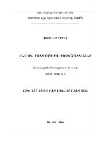 Luận văn các bài toán cực trị trong tam giác