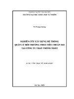 Luận văn nghiên cứu xây dựng hệ thống quản lý môi trường theo tiêu chuẩn iso tại công ty than thống nhất