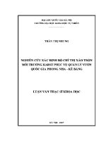 Luận văn nghiên cứu xác Định bộ chỉ thị xáo trộn môi trường karst phục vụ quản lý vườn quốc gia phong nha kẻ bàng