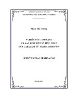 Luận văn nghiên cứu tinh sạch và xác Định một số tính chất của catalase từ bacillus subtilis py79