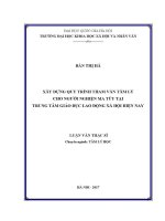 Luận văn xây dựng quy trình tham vấn tâm lý cho người nghiện ma túy tại trung tâm giáo dục lao Động xã hội hiện nay