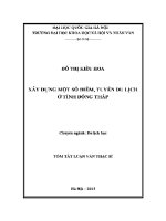 Luận văn xây dựng một số Điểm tuyến du lịch Ở tỉnh Đồng tháp