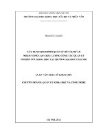 Luận văn xây dựng quy trình quản lý Đề tài dự Án nhằm nâng cao chất lượng công tác quản lý nghiên cứu khoa học tại trường Đại học y hà nội