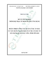 Hoàn thiện công tác quản lý dự Án Đầu tư xây dựng tại ban quản lý dự Án Đầu tư xây dựng huyện lục yên, tỉnh yên bái