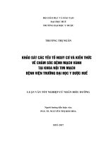 KHÂO SÁT CÁC YẾU TỐ NGUY CƠ VÀ KIẾN THỨC VỀ CHĂM SÓC BỆNH MẠCH VÀNH TẠI KHOA NỘI TIM MẠCH BỆNH VIỆN TRƯỜNG ĐẠI HỌC Y DƯỢC HUẾ