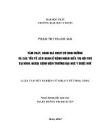 TẦM SOÁT, ĐÁNH GIÁ NGUY CƠ DINH DƯỠNG VÀ CÁC YẾU TỐ LIÊN QUAN Ở BỆNH NHÂN ĐIỀU TRỊ NỘI TRÚ TẠI KHOA NGOẠI BỆNH VIỆN TRƯỜNG ĐẠI HỌC Y DƯỢC HUẾ